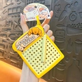Yellow toast-themed 90-bead magnetic drawing board keychain toy for stress relief - Yellow