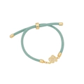 Bracciale regolabile in corda intrecciata azzurra con ciondolo a elefante dorato e cristalli - Ciondolo Elefante Strass (Azzurro)