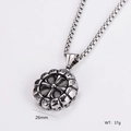 Macro detail of gothic skull cross pendant with Roman numerals, 26mm size and 37g weight - Roman Numerals Cross Style (6) / With 0.3*60cm Chain