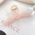 Pink matte twisted shark hair claw clip for women on a minimalist aesthetic background - Frosted Transparent Pink - Approx 11cm