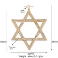 Detailed view of a gold hexagonal star pendant with sparkling cubic zirconia inlay - Gold/Huge Hexagram