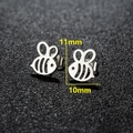 Cute stainless steel honey bee stud earrings in silver finish with size dimensions - 276 Steel (Bee)