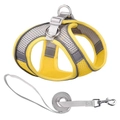 Reflective mesh dog harness and leash set in yellow and grey with metal buckles - XXS / Yellow-Grey Mesh