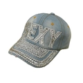 Light blue denim baseball cap with sparkling rhinestone SEXY lettering design - 60-SEXY Light Blue-Light Blue
