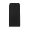Gonna midi nera a vita alta da donna con dettaglio anello dorato e spacco frontale - XS / Gonna