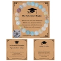 Bracciale a bussola fatto a mano con perle di cristallo rosa e biglietto di laurea - Pietra Naturale Multicolore (Stile-4) / Adventure Begins-Laurea