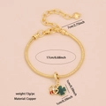 Bracelet chaîne serpent doré avec breloques trèfle vert, coccinelle rouge et pendentif cœur - 5# Fleur à Quatre Pétales (Trèfle Vert/Coccinelle Rouge)