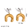 Detail showing dimensions and weight of gold horseshoe-shaped stainless steel earrings. - U-shaped Horseshoe Style (TE60671-SG) / Silver Gold