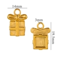 Golden gift box pendant with bow detail for DIY jewelry making 14mm by 19.5mm - Gold-22 (2.33g)
