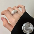 Minimalist silver wide arch ring with brushed matte finish and adjustable open band - Brushed Matte Arched