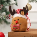 Sac cadeau de Noël renne à cordon avec bois en feutre et bordure en tricot rouge - Petit Sac à Pommes Renne