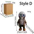 Style D skeleton figurine in brown hooded jacket with kraft packaging box, 14cm tall - Orange Style D