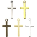 Vijf vintage legering kruishangers in diverse metaalkleuren voor sieraden maken - Kruis 27x13mm