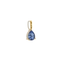 Minimalist 18K gold-plated stainless steel teardrop pendant with blue pear-cut stone - Tanzanite