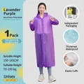 Thickened purple EVA reusable raincoat for adults with drawstring hood and elastic cuffs - Violet
