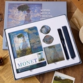 Set regalo cancelleria Monet con taccuino e penna stilografica blu in scatola d'arte - Donna con il Parasole Set Penna Stilografica