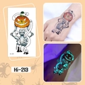 Luminous Halloween tattoo with pumpkin and skull designs glowing in the dark - Hi-213 Pumpkin Skull