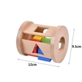 Montessori wooden shape sorter cylinder with colorful blocks for toddler sensory training - Beechwood Shape Rolling Drum