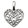 Ciondolo a cuore in lega vintage con incisioni floreali e finitura argento antico - 1 Pezzo Forma di Cuore Traforato 15x16mm