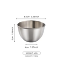 Goldene Edelstahlschale für Saucen mit 170 ml Fassungsvermögen und 8,5 cm Durchmesser - Silber Schale 170ml