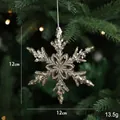 Sparkling champagne gold snowflake ornament for Christmas tree decoration 12x12cm - Snowflake Type F