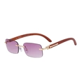 Retro rimless sunglasses with wood grain temples and purple gradient rectangular lenses - C4 Gradient Purple (ZZC)