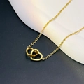 Collana doppia con cuori intrecciati in oro in acciaio inossidabile lucido e catena fine - Doppio cuore / Oro