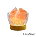 8-inch wired plug-in Himalayan salt lamp with pink salt rocks and wooden base - Wired Plug-in / 8 Inch
