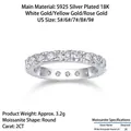 Eternity band ring in S925 sterling silver featuring 2CT round moissanite gemstones - R13626+gra/black Card / US Size 7 / Circumference 54.3mm