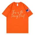 T-shirt in cotone arancione con stampa Turning Point e bandiera USA sulla manica - S / Arancione