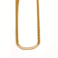 Elegante collar de eslabones cubanos en acero de titanio dorado con circonitas rectangulares - Collar Blanco