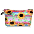 Détail de la trousse à maquillage avec imprimé tournesol, rayures arc-en-ciel et zip - Tournesol à rayures arc-en-ciel (10)