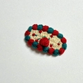 Handmade knitted Christmas hair clip with red and green yarn flowers for children - Cake Style Oval Hair Clip