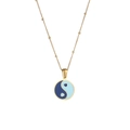 Collana placcata oro 18K con ciondolo yin yang a forma di cuore blu smaltato - Collana Yin Yang Rotonda - Doppio Blu