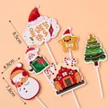 Christmas cake topper set with Santa and snowman, festive dessert decorations 10-piece - 10 Sets / Santa Holding Gifts Topper Kit