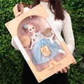 Fashion doll with pink curly hair and blue sequin dress in a large gift box window - 41cm Box Starlight Blue 30cm Doll
