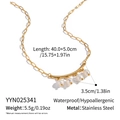 Detailed size chart for vintage stainless steel necklace with natural freshwater pearls - Curved Bar 4-Pearl Style (YYN025341)