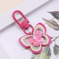 Pink butterfly acrylic keychain with glitter finish and matching metal lobster clasp - Deep Purple Butterfly
