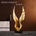Moderna scultura ad ala d'angelo color oro champagne con base nera per decorazione - 7126E-4301 Ali d'Angelo Oro Champagne-Grande