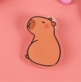 Cute capybara acrylic badge pin with cartoon design and polished finish for bags - No.1 Capybara