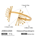 Bracciale radiale in acciaio inossidabile dorato per donna con misure di 7,0 cm di diametro - Bracciale rigido dal design radiante