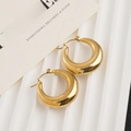 Chic polished gold titanium steel hoop earrings with a minimalist sleek clasp design - Vintage Chunky Hoop / Gold