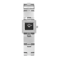 Montre carrée minimaliste pour femme avec bracelet en acier inoxydable argenté et cadran noir - Argent/Noir