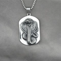 Vintage Militär-Halskette mit 3D-Kobra-Reliefanhänger aus Edelstahl für Herren - Cobra-Anhänger mit Kette