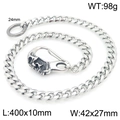 Silver skull Cuban link wallet chain in polished stainless steel for men's biker style - Skull Head Style 40cm (KK141-Z)