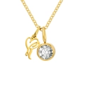 Collier doré en acier inoxydable avec pendentif lettre et cristal pierre de naissance - Lettre R / Or