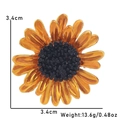 Golden sunflower brooch pin with black center, size 3.4cm x 3.4cm and weight 13.6g - 16# Sunflower