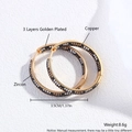 Orecchini a cerchio placcati in oro 18k con zirconi motivo leopardato misto - Stampa Leopardata Rotonda / Grande (3,5 CM)