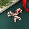 Mini-Weihnachtszuckerstangen-Anstecknadeln mit roten und grünen Schleifen im Feststil - Stil 6