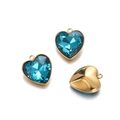 Detail of blue heart-shaped crystal pendants with faceted cut and gold metal frames - Lake Blue Heart Pendant (13*15mm)